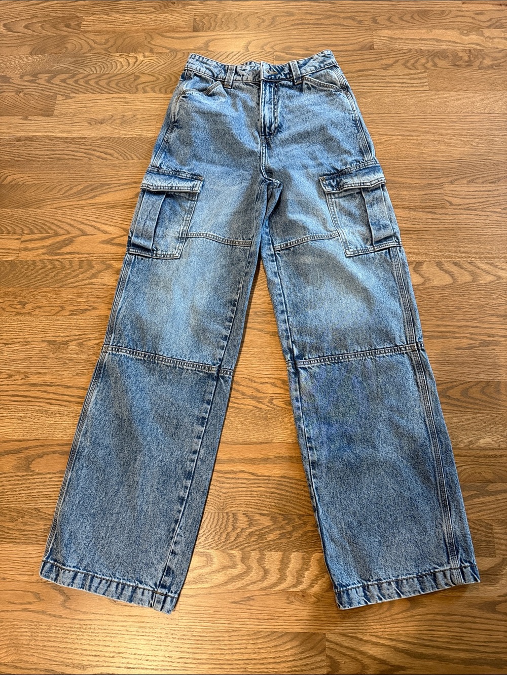 H&M Light Blue Cargo Wide-Leg Denim Jeans